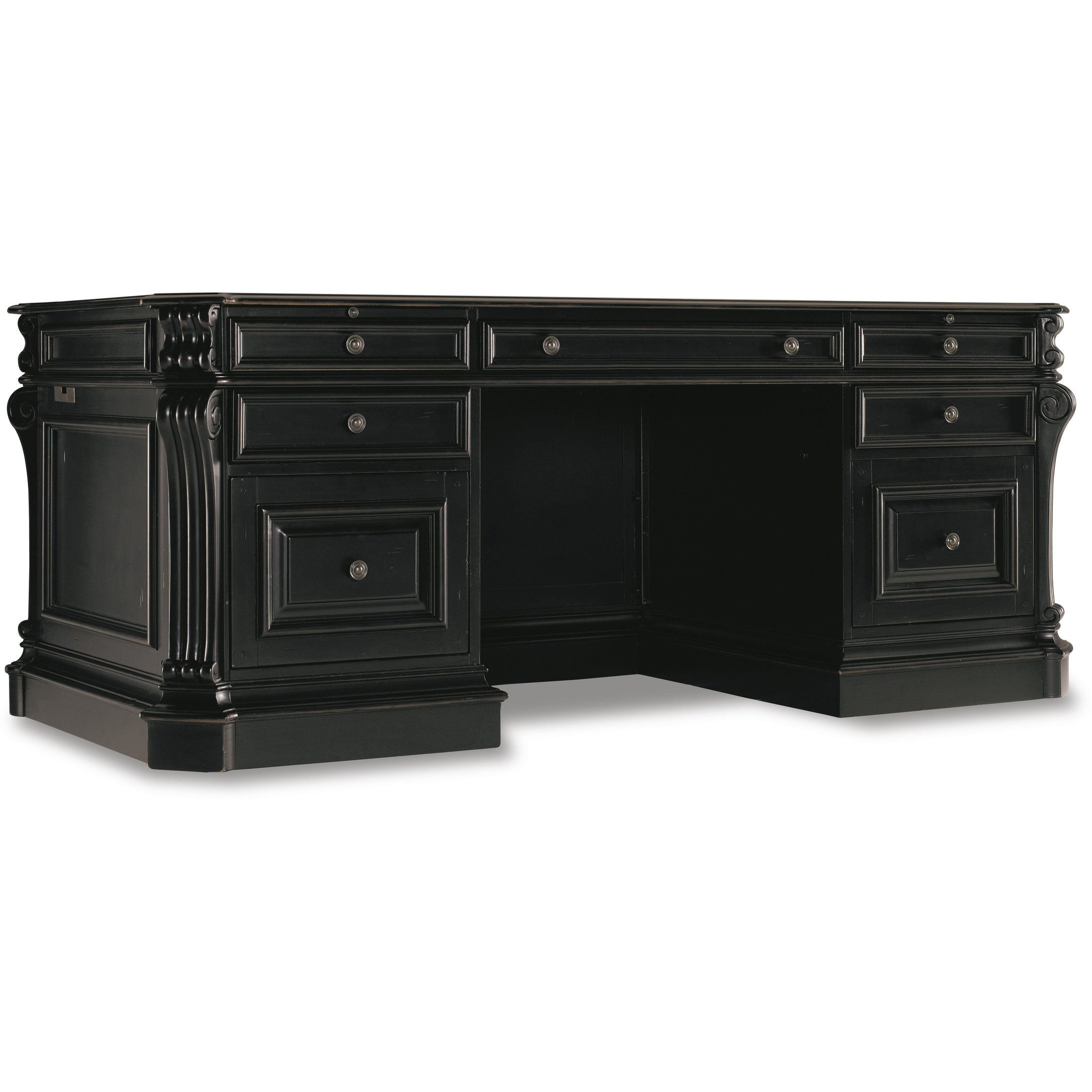 Telluride 76" Executive Desk – Bonded Leather Top, 7 Drawers