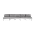 Montreux 150" Water Resistant Fabric Upholstered 5pc. Outdoor Patio Armless Modular