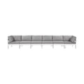 Montreux 180" Water Resistant Fabric Upholstered 6pc. Outdoor Patio Modular Sofa