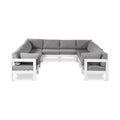 Montreux 120" Water Resistant Fabric Upholstered 10pc. Outdoor Patio Modular Sectional