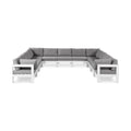 Montreux 150" Water Resistant Fabric Upholstered 11pc. Outdoor Patio Modular Sectional