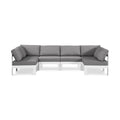 Montreux 120" Grey Water Resistant Fabric Upholstered 6pc. Outdoor Patio Modular Sectional - Sec6B
