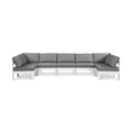 Montreux 150" Water Resistant Fabric Upholstered 7pc. Outdoor Patio Modular Sectional