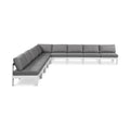 Montreux 150" Grey Water Resistant Fabric Upholstered 9pc. Outdoor Patio Modular Sectional - Sec9A