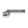 Montreux 150" Grey Water Resistant Fabric Upholstered 9pc. Outdoor Patio Modular Sectional - Sec9B