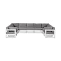 Montreux 150" Grey Water Resistant Fabric Upholstered 9pc. Outdoor Patio Modular Sectional - Sec9C