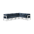 Montreux 120" Navy Water Resistant Fabric Upholstered 6pc. Outdoor Patio Modular Sectional - Sec6A