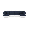 Montreux 120" Navy Water Resistant Fabric Upholstered 6pc. Outdoor Patio Modular Sectional - Sec6B