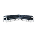 Montreux 120" Navy Water Resistant Fabric Upholstered 7pc. Outdoor Patio Modular Sectional - Sec7B
