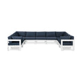 Montreux 150" Navy Water Resistant Fabric Upholstered 9pc. Outdoor Patio Modular Sectional - Sec9C