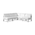 Montreux 90" White Water Resistant Fabric Upholstered 5pc. Outdoor Patio Modular Sectional - Sec5A
