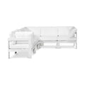 Montreux 90" White Water Resistant Fabric Upholstered 5pc. Outdoor Patio Modular Sectional - Sec5B