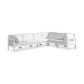 Montreux 120" White Water Resistant Fabric Upholstered 6pc. Outdoor Patio Modular Sectional - Sec6A