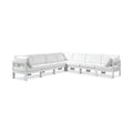 Montreux 120" White Water Resistant Fabric Upholstered 7pc. Outdoor Patio Modular Sectional - Sec7B