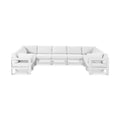 Montreux 150" White Water Resistant Fabric Upholstered 9pc. Outdoor Patio Modular Sectional - Sec9C