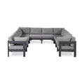 Montreux 120" Water Resistant Fabric Upholstered 10pc. Outdoor Patio Modular Sectional