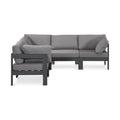 Montreux 90" Grey Water Resistant Fabric Upholstered 5pc. Outdoor Patio Modular Sectional - Sec5B