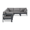 Montreux 120" Grey Water Resistant Fabric Upholstered 6pc. Outdoor Patio Modular Sectional - Sec6A