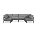 Montreux 120" Grey Water Resistant Fabric Upholstered 6pc. Outdoor Patio Modular Sectional - Sec6B
