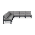 Montreux 120" Grey Water Resistant Fabric Upholstered 7pc. Outdoor Patio Modular Sectional - Sec7A