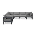 Montreux 120" Grey Water Resistant Fabric Upholstered 7pc. Outdoor Patio Modular Sectional - Sec7B