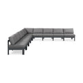 Montreux 150" Grey Water Resistant Fabric Upholstered 9pc. Outdoor Patio Modular Sectional - Sec9A