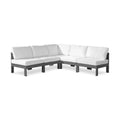 Montreux 90" White Water Resistant Fabric Upholstered 5pc. Outdoor Patio Modular Sectional - Sec5A