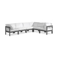 Montreux 120" White Water Resistant Fabric Upholstered 6pc. Outdoor Patio Modular Sectional - Sec6A