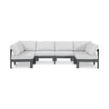Montreux 120" White Water Resistant Fabric Upholstered 6pc. Outdoor Patio Modular Sectional - Sec6B