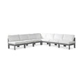 Montreux 120" White Water Resistant Fabric Upholstered 7pc. Outdoor Patio Modular Sectional - Sec7A