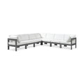 Montreux 120" White Water Resistant Fabric Upholstered 7pc. Outdoor Patio Modular Sectional - Sec7B