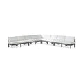 Montreux 150" White Water Resistant Fabric Upholstered 9pc. Outdoor Patio Modular Sectional - Sec9A