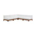 Quiana 100" Off White Off White Water Resistant Fabric Upholstered 5pc. Patio Modular Sectional