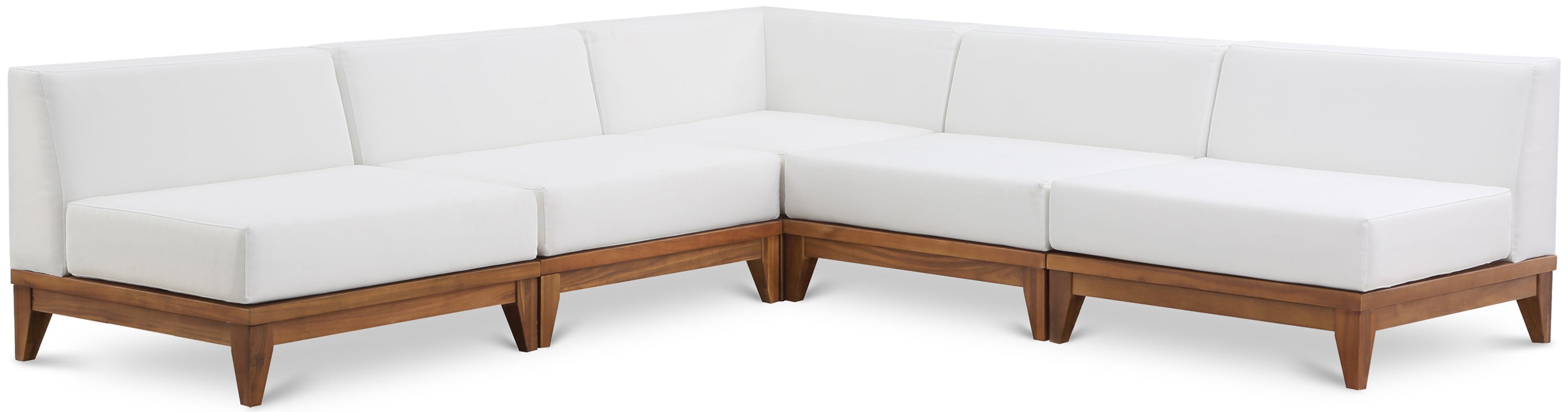 Quiana 100" Off White Off White Water Resistant Fabric Upholstered 5pc. Patio Modular Sectional