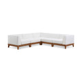 Quiana 96.5" Off White Off White Water Resistant Fabric Upholstered 5pc. Patio Modular Sectional