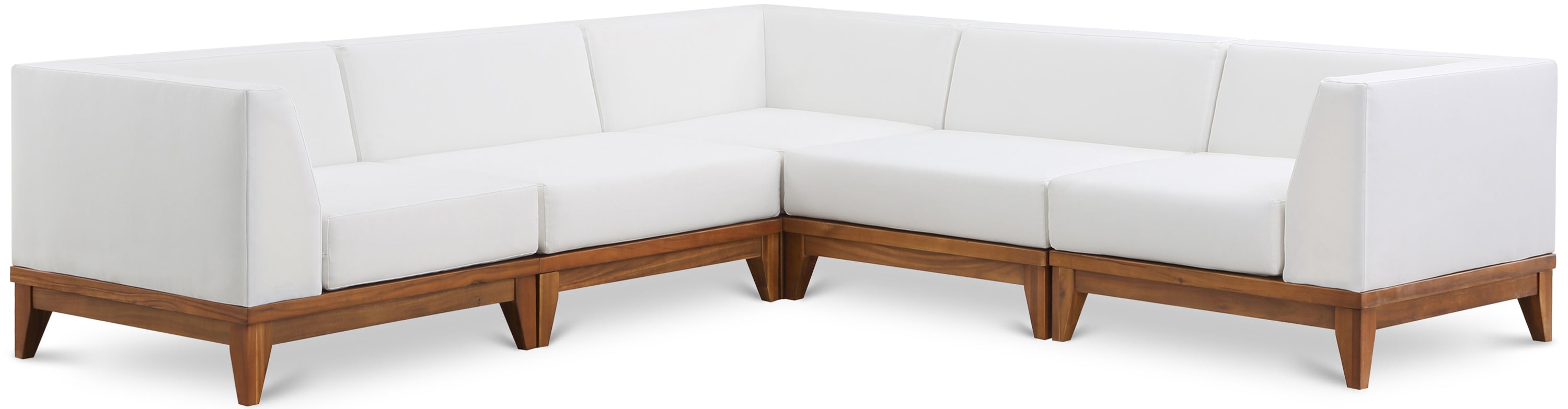 Quiana 96.5" Off White Off White Water Resistant Fabric Upholstered 5pc. Patio Modular Sectional