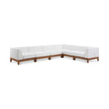 Quiana 131" Off White Off White Water Resistant Fabric Upholstered 6pc. Patio Modular Sectional - Sec6A