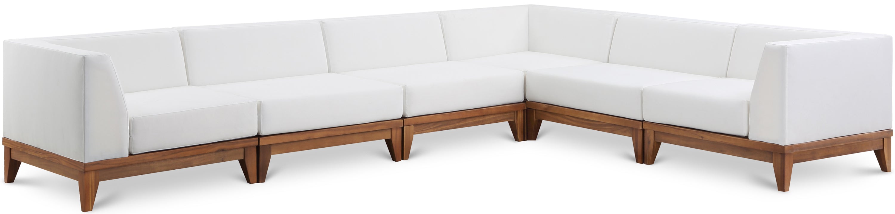 Quiana 131" Off White Off White Water Resistant Fabric Upholstered 6pc. Patio Modular Sectional - Sec6A