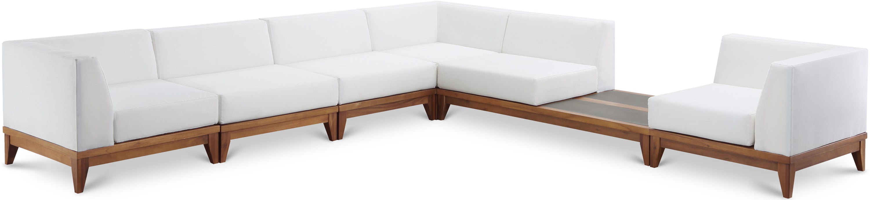 Quiana 131" Off White Off White Water Resistant Fabric Upholstered 6pc. Patio Modular Sectional - Sec6B