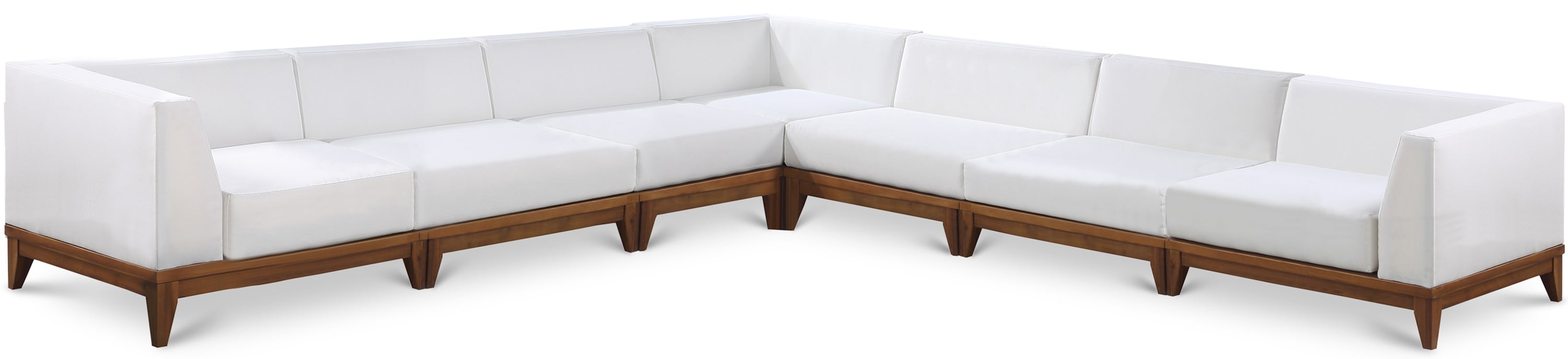 Quiana 131" Off White Off White Water Resistant Fabric Upholstered 7pc. Patio Modular Sectional