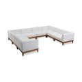 Quiana 131" Off White Off White Water Resistant Fabric Upholstered 8pc. Patio Modular Sectional