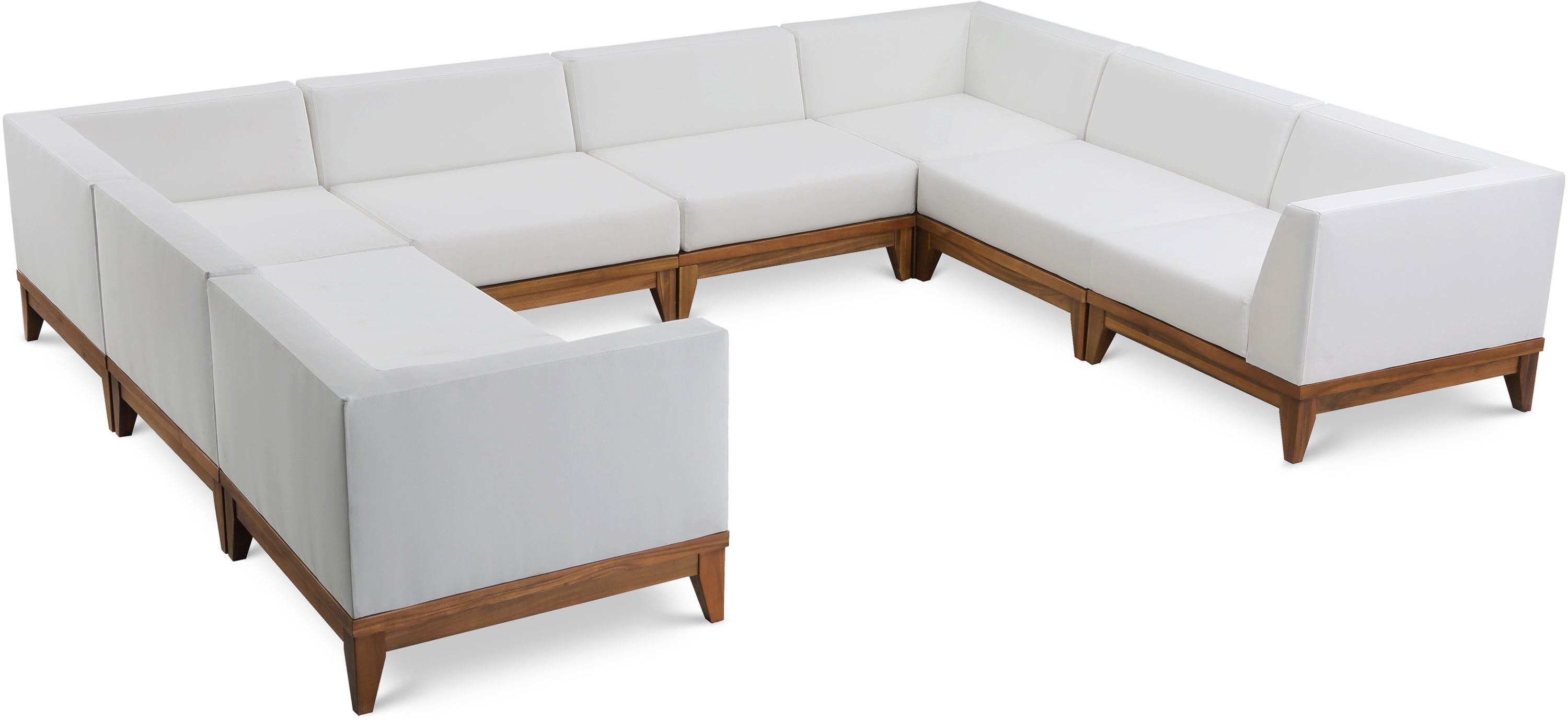 Quiana 131" Off White Off White Water Resistant Fabric Upholstered 8pc. Patio Modular Sectional