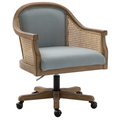 Xaver Task Chair with Rattan Arms in Blue