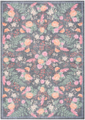 Botanical Washables Charcoal Multicolor Farmhouse Polyester Area Rug
