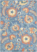 Aloha Blue Rose Farmhouse Polypropylene Area Rug