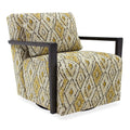 Creighton Exposed Wood Swivel Chair with Bold Diamond Print