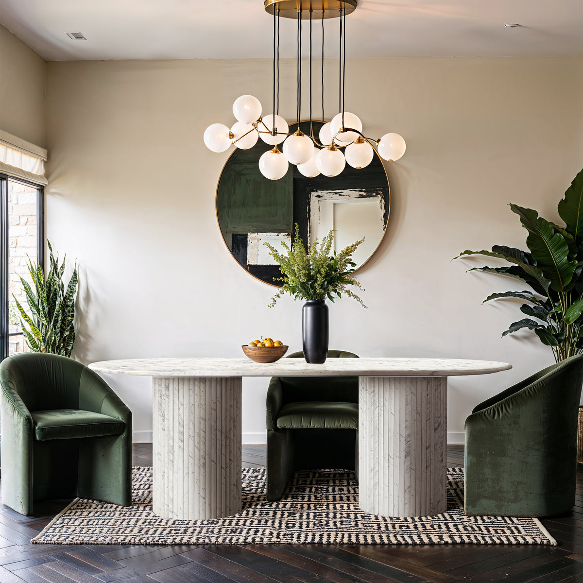 Messina Marble Dining Table in White
