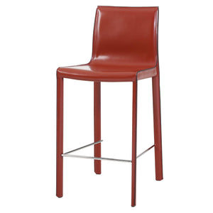 Gervin Set of 2 Recycled Leather Counter Stool in Cordovan