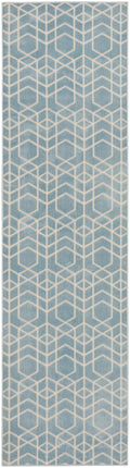 Washable Charm Blue Ivory Modern Polyester Area Rug