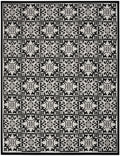 Aloha Black White Contemporary Polypropylene Area Rug